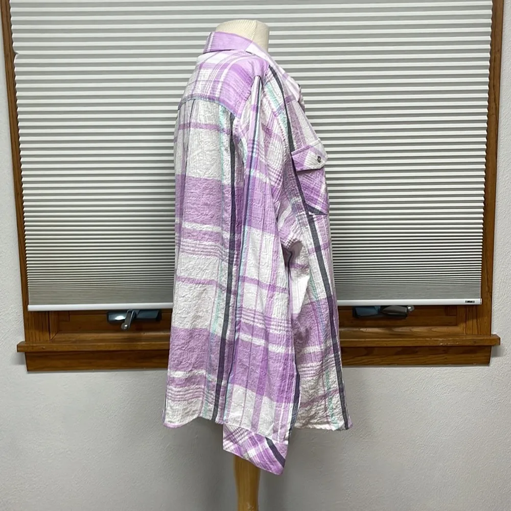 2X // Northcrest NWT Violet Plaid Long Sleeve Button Down Shirt - Image 3