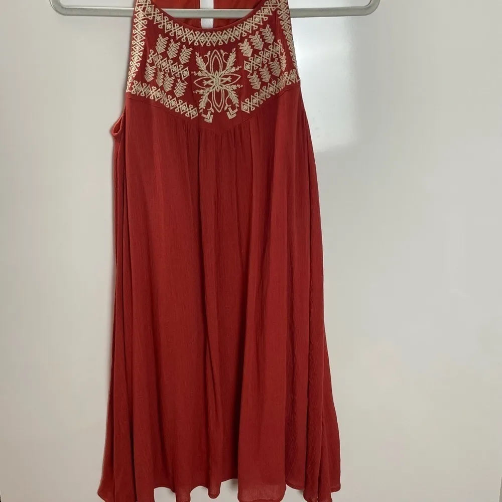 One the Land Embroidered Woven Tank Sleeveless Dress cutout tie back‎ Size Small Red - Image 8