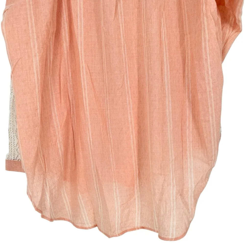 Hayden LA Peach Striped Lace Long Sleeve Button Down Blouse size 2X NWT Shirt - Image 7