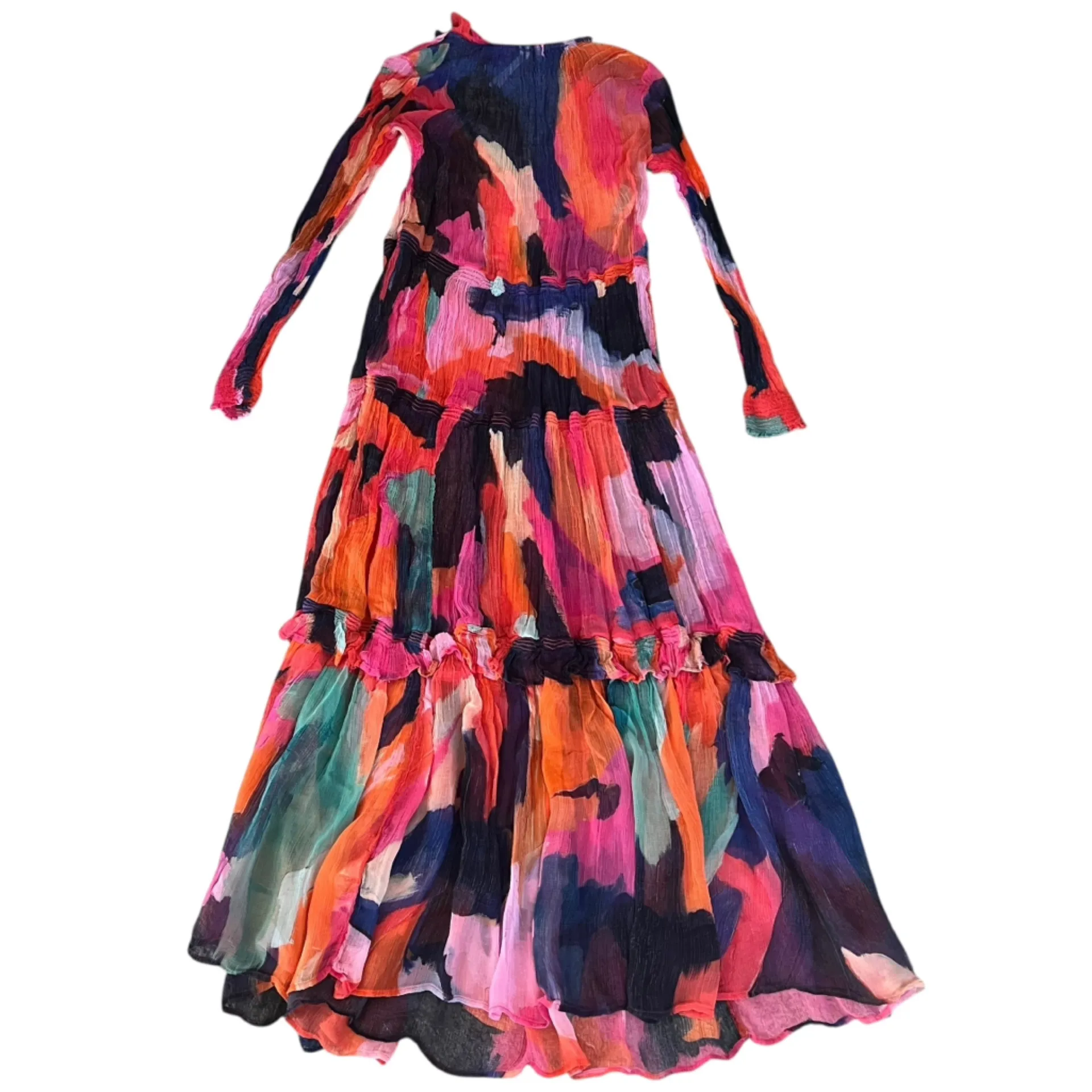 Anthropologie The Marais Women’s Printed Chiffon Tiered Ruffle Maxi Dress Sz S - Image 8
