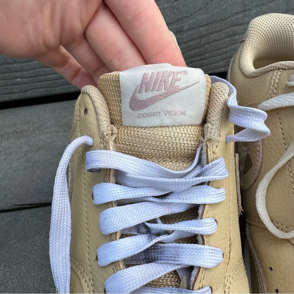 Nike Court Vision Low 'Sesame Camo' Sneakers Tan/Pink Collectible Streetwear - Image 9