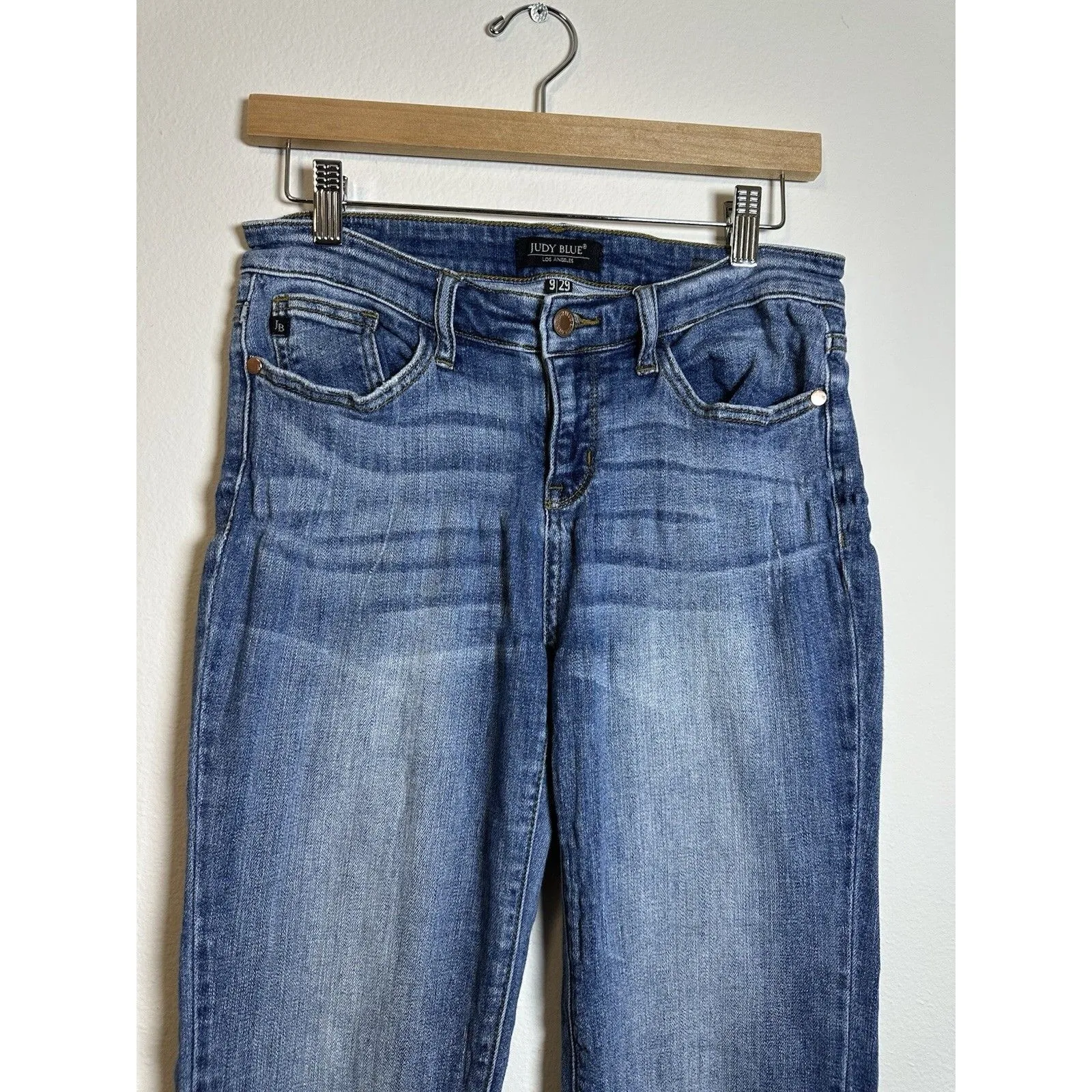 Judy Blue Boot Cut Jeans Womens 9/29 Med Wash Distressed Western Boho Stretch - Image 3