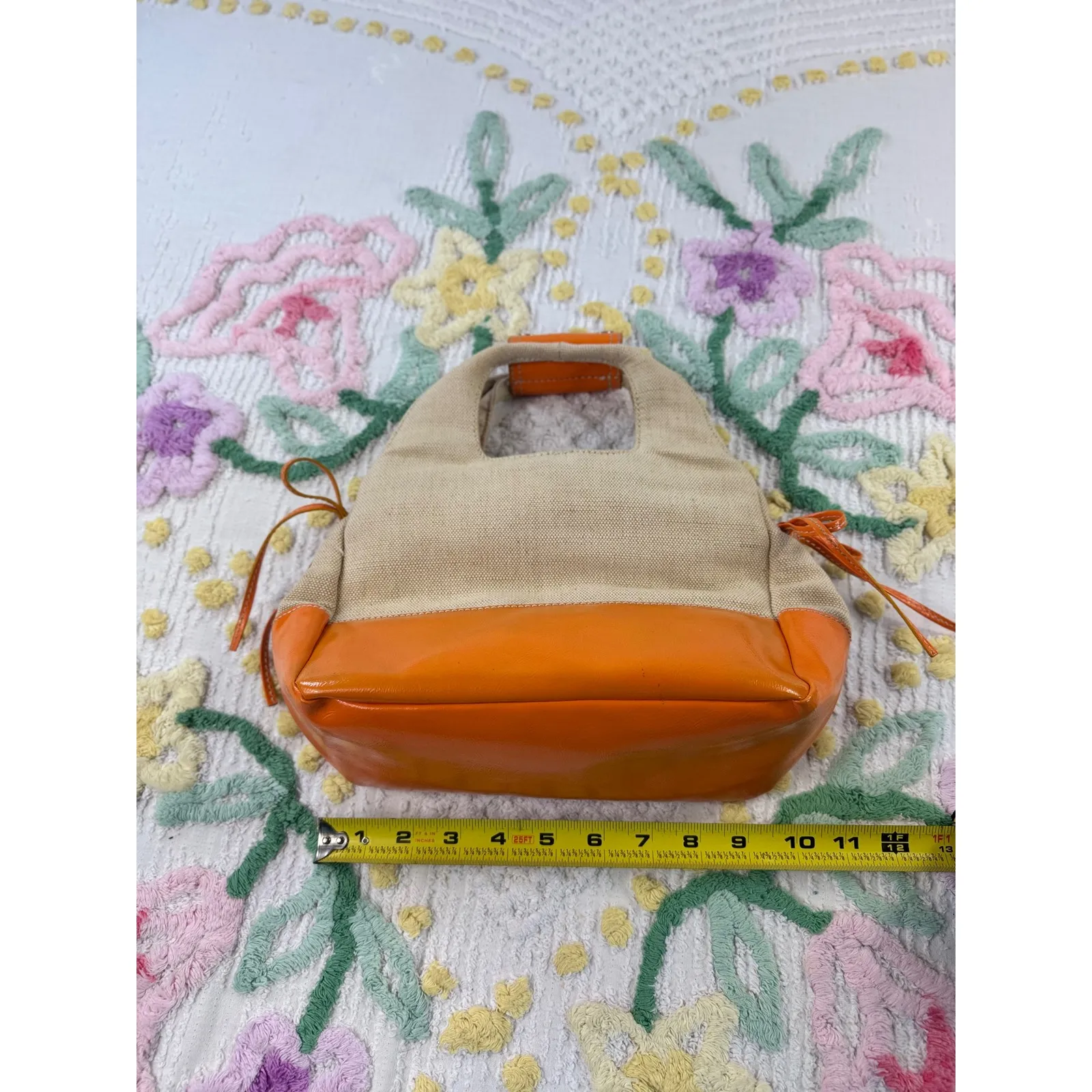 Bath & Body Works Canvas Orange Leather Trim Handle Bag Women's Accessory - Image 10