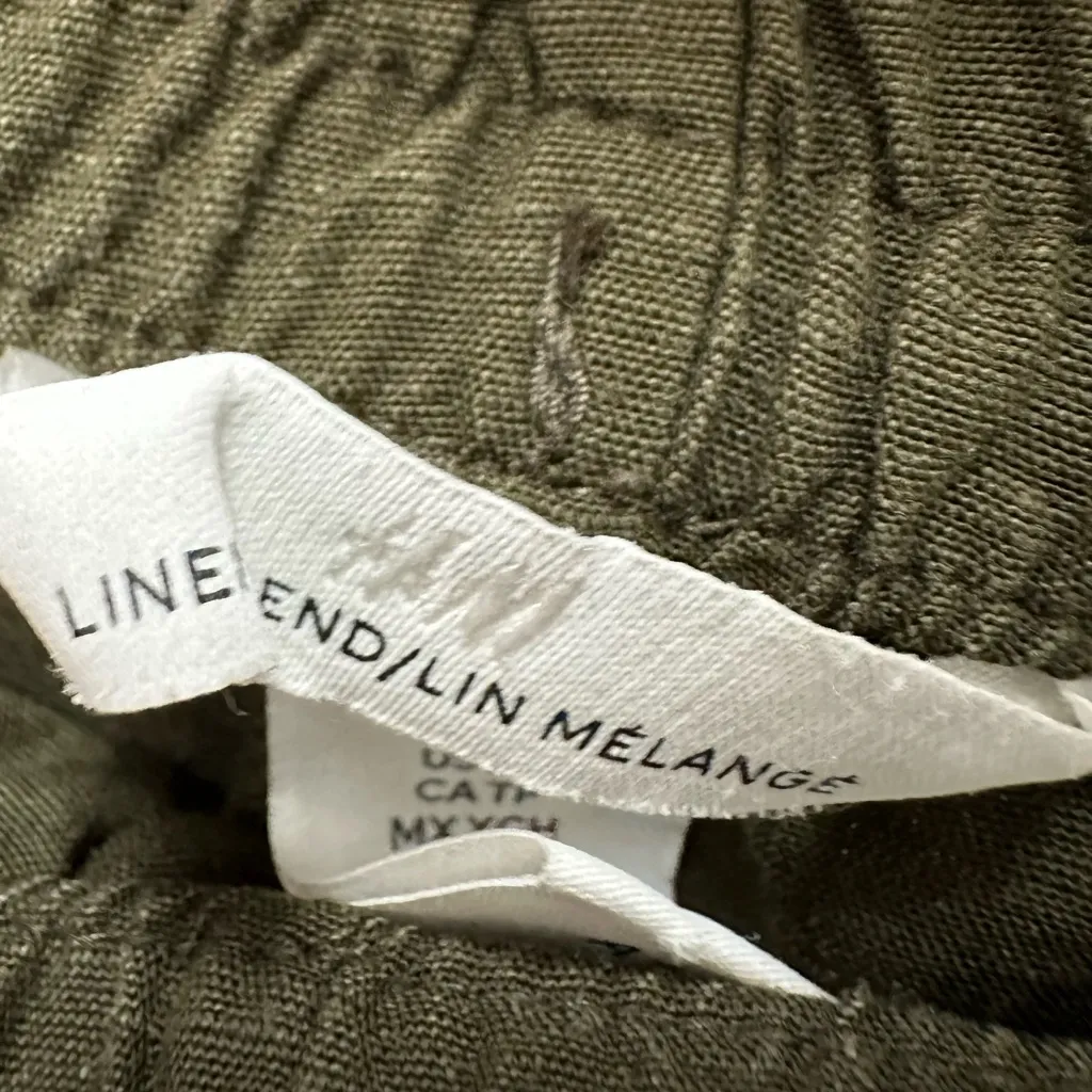 H&M Olive Green linen Women's Joggers size XS - Image 2