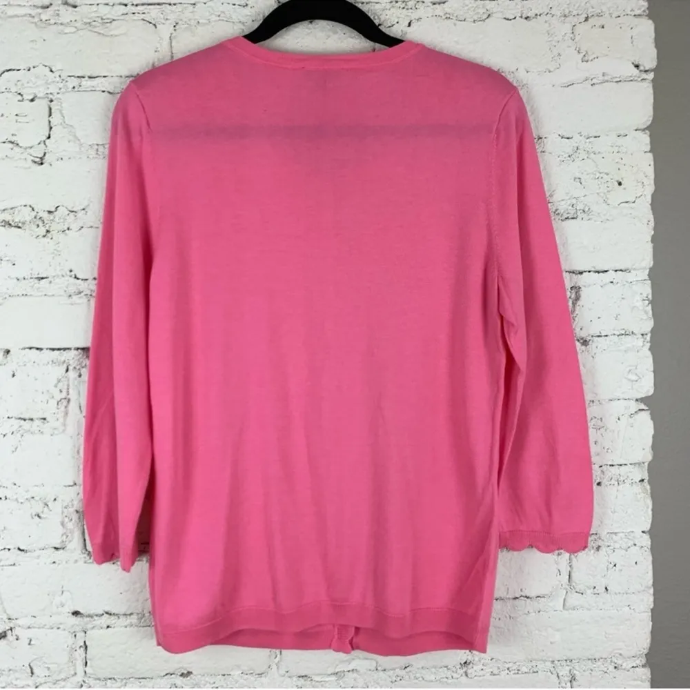 Talbots Size M Pink CHARMING CARDIGAN - SCALLOPED EDGE - Image 9
