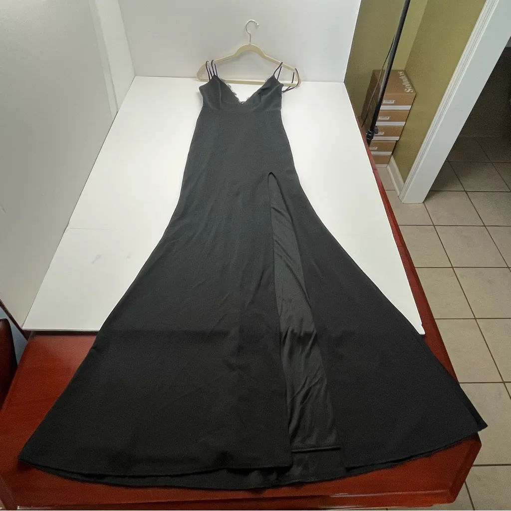 Katie May Black Plunge Low‎ Back Saylor Gown Maxi Dress Womens Size Small NEW - Image 3