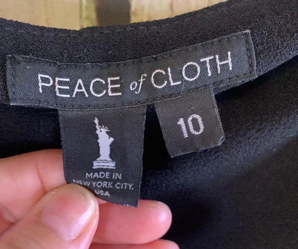 Peace of Cloth Black Dress Pants Size 10 Zips in Front Slits at Bottom Hems - Image 3