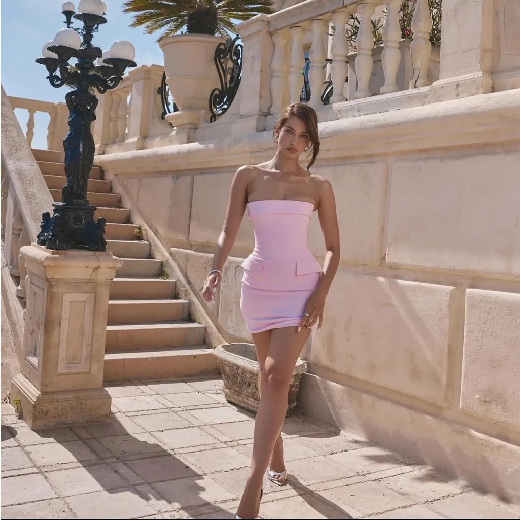 HOUSE OF CB M Tall  'Naia' Cotton Candy Strapless Mini Dress‎ NWOT - Image 9