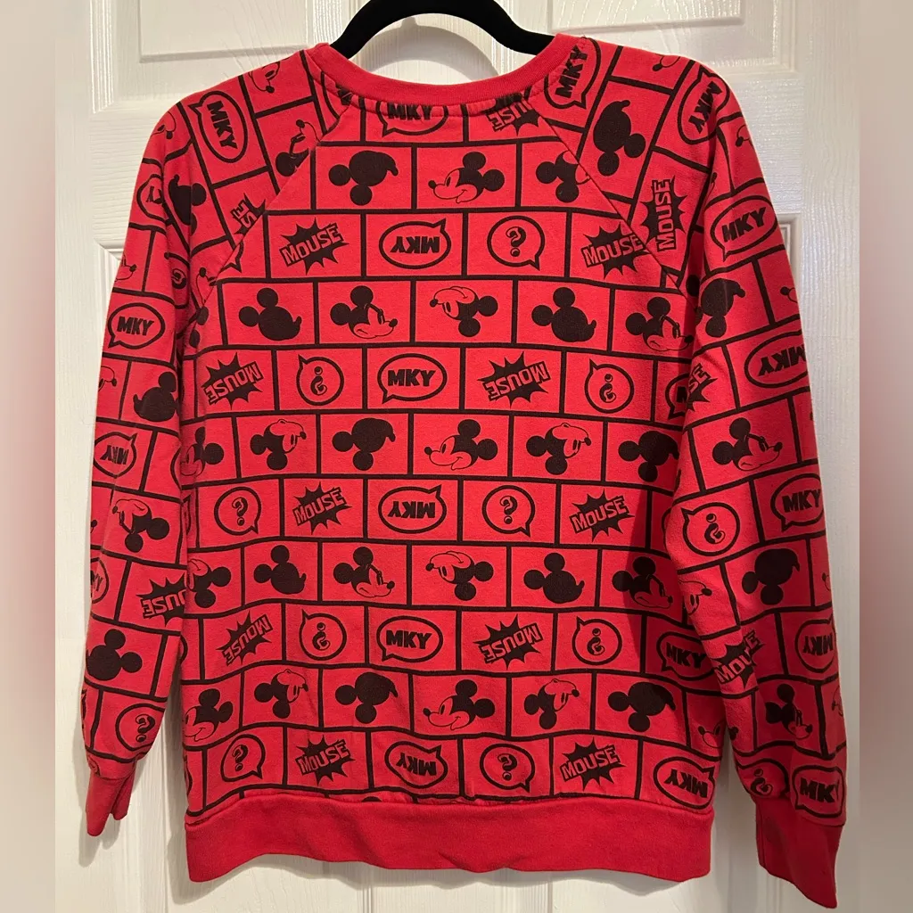 Small (3/5) Disney Red Mickey Mouse Pull Over Sweatshirt - Image 4
