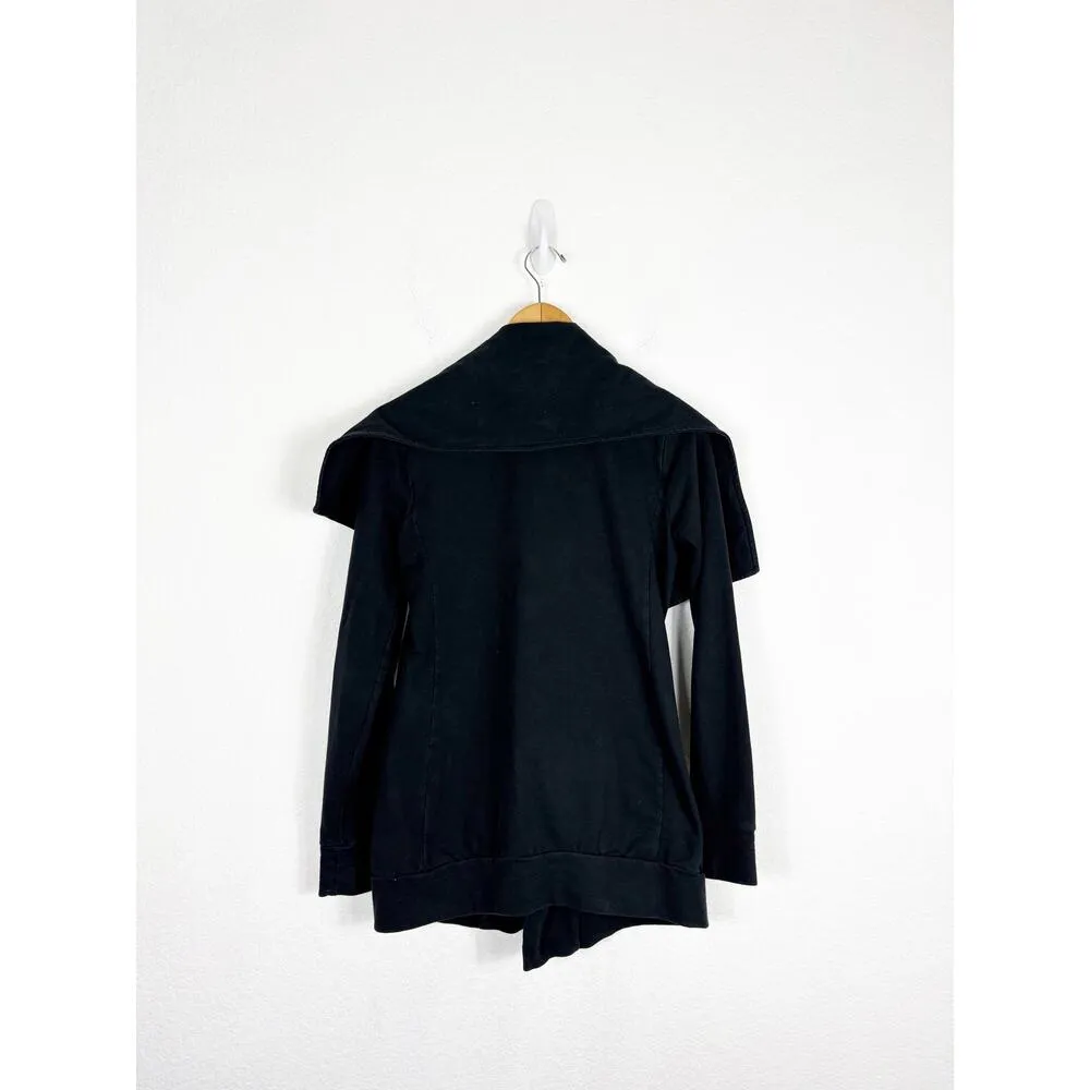 Allsaints Black Delia Sweater Cardigan Size Small Draped Oversized Cotton - Image 11