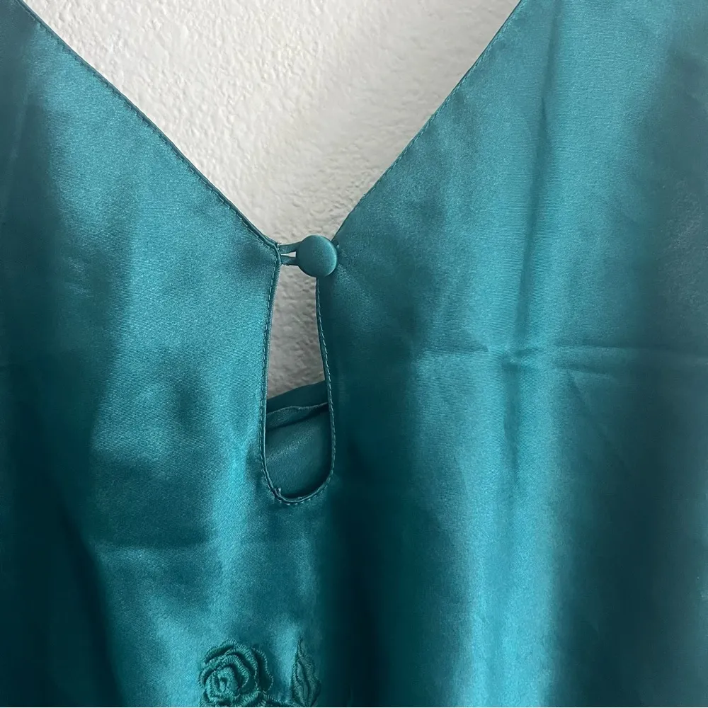 Vintage Inner Mode Emerald Flower Chemise Green Size M - Image 4