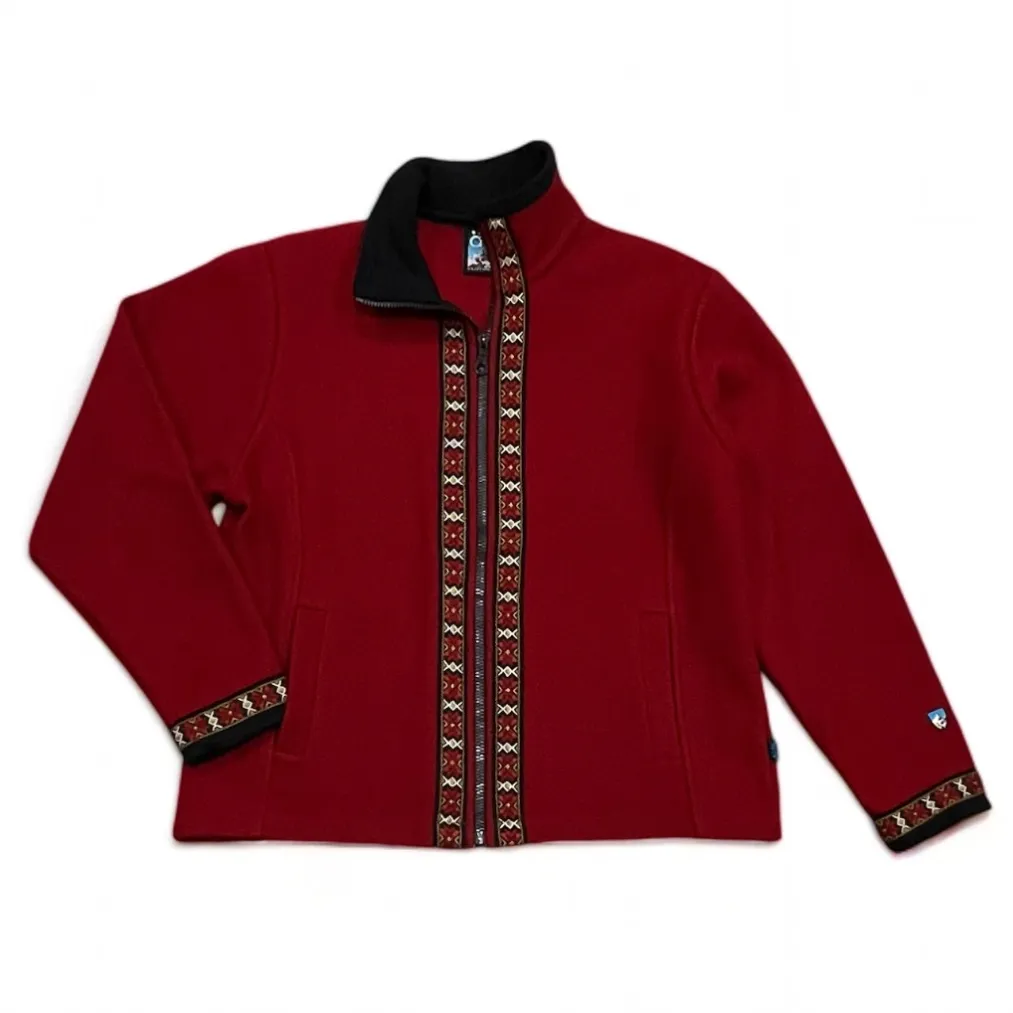 ALF Kuhl Red Began Nordic Wool Coat Size Large - Image 2