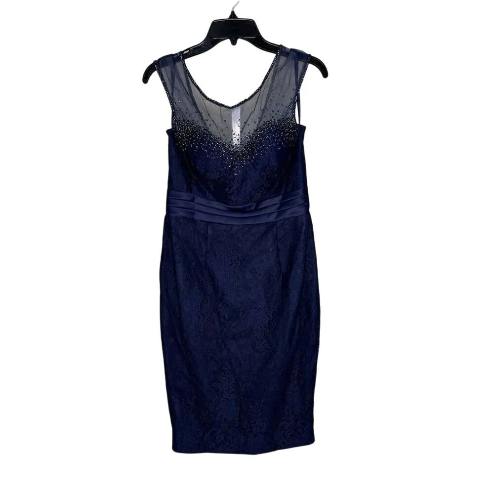 Linea Raffaelli NWT Lace Evening/Cocktail Dress w/Jacket in Navy Size IT 44/US 8 Blue - Image 3