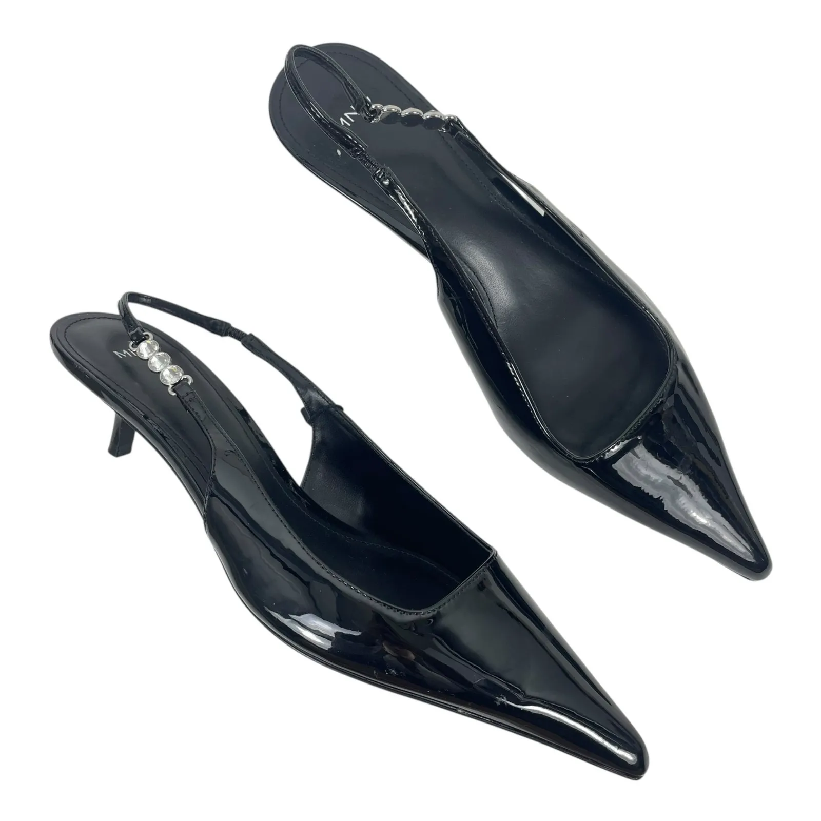 Mango MNG Rhinestone Slingback Kitten Heel Pump Black Size 40/ US 9 - Image 2