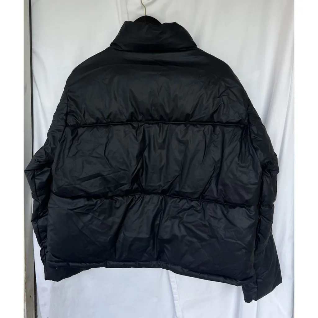 Express Cropped Puffer Jacket Snap Zip Closure Mock Neck Women's Large Thick - Image 3