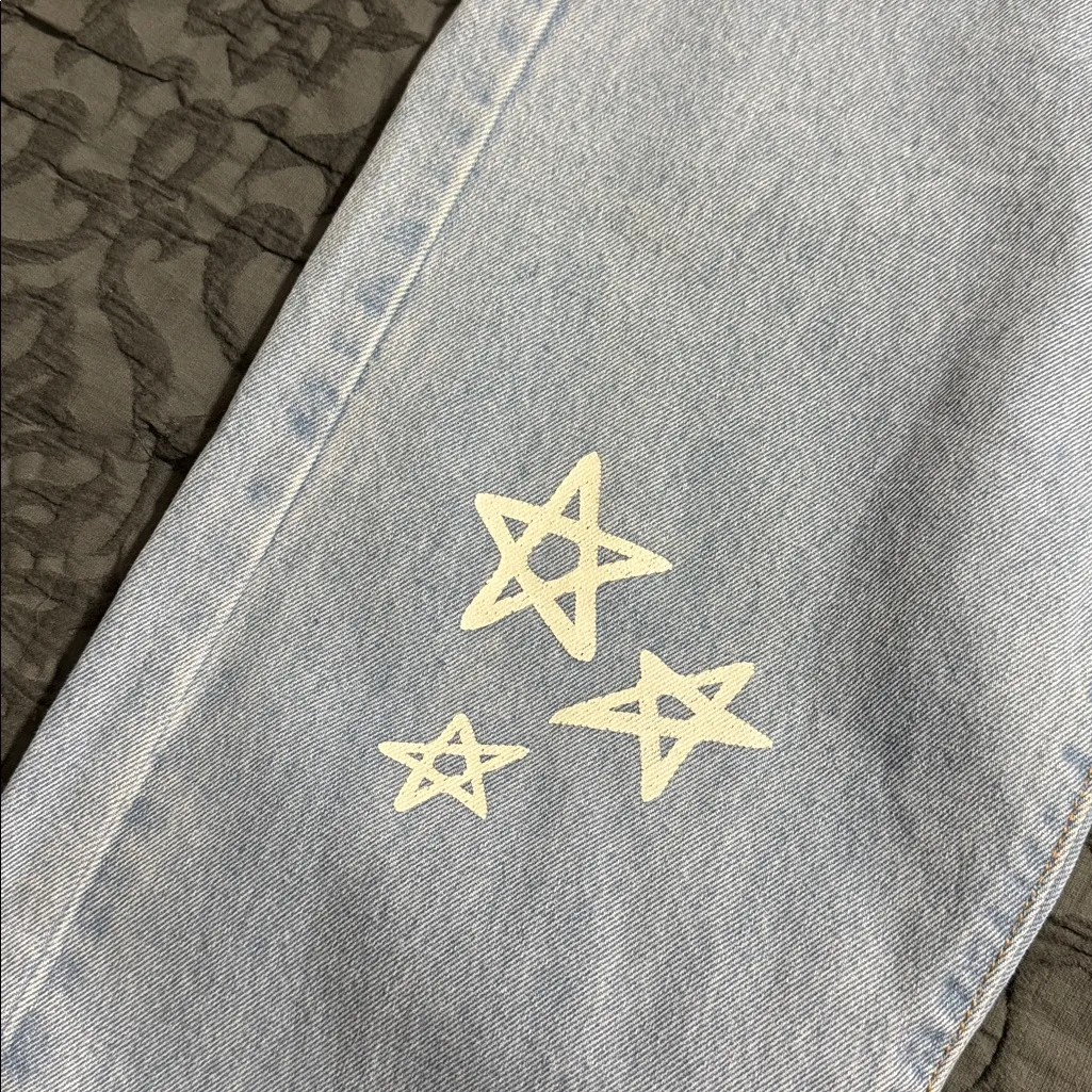 Princess Polly size 6 not an angel straight leg denim jeans stars preloved - Image 13