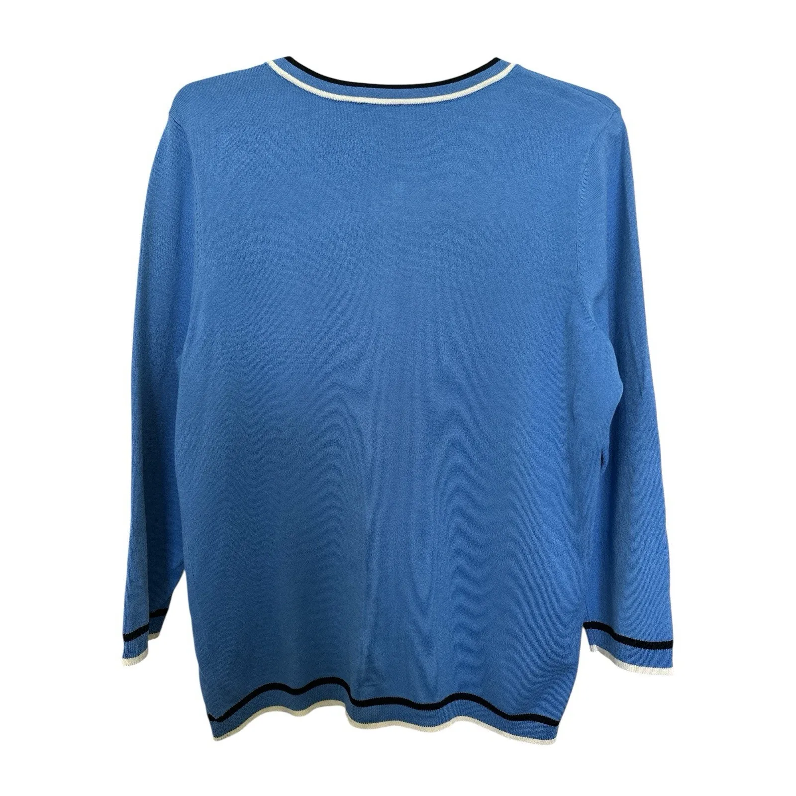 Talbots Charming Cardigan Tipped Blue Size M Button Down Preppy - Image 2