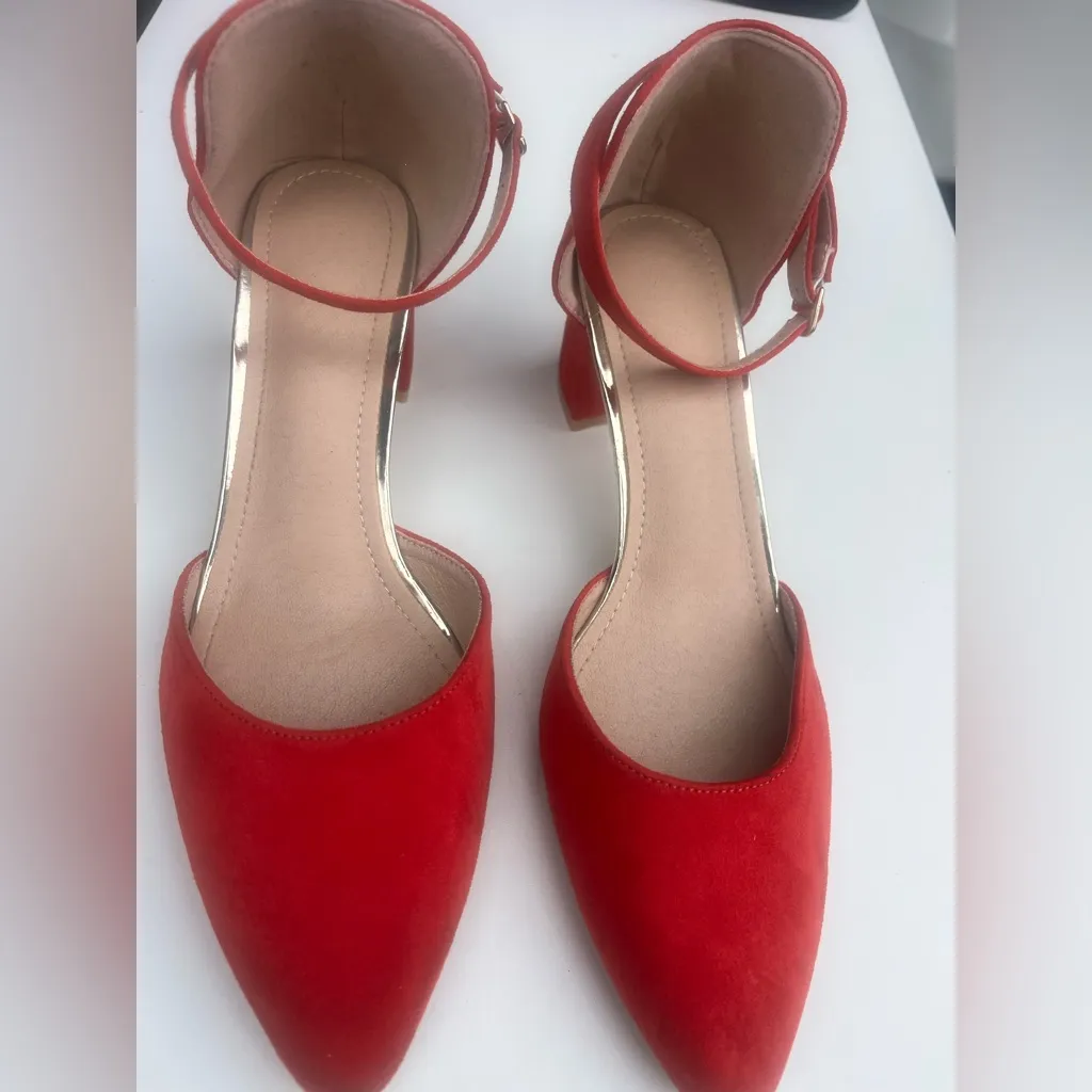 Chic Red Ankle Strap Heels - Image 2