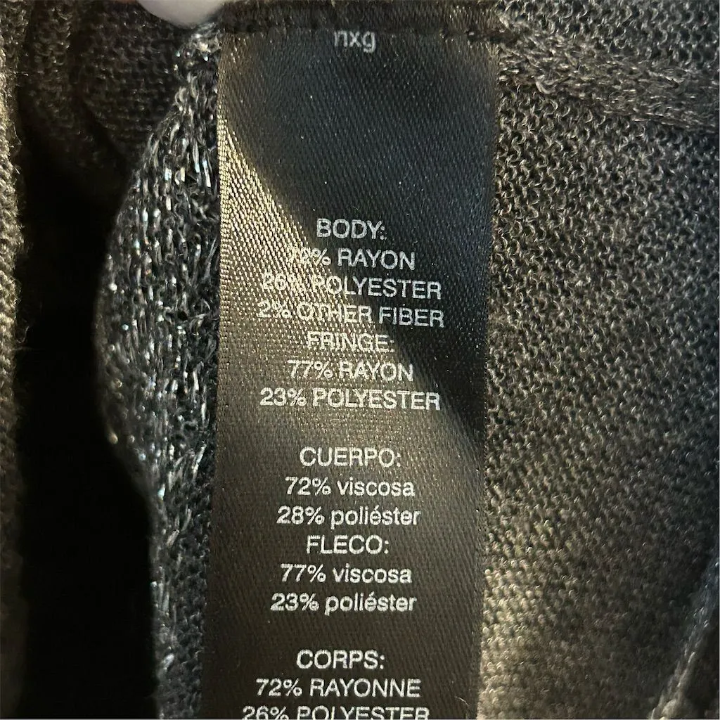 White House Black Market Women's Gray Fringed Pullover Sweater Size S - Image 7