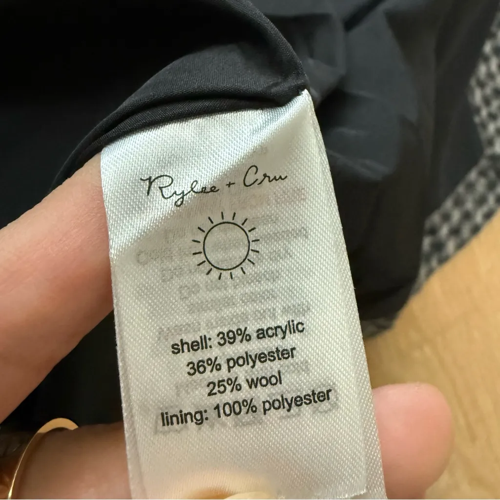 Rylee + Cru NEW NWT Women's Longline Coat Micro Check Black Size L - Image 15