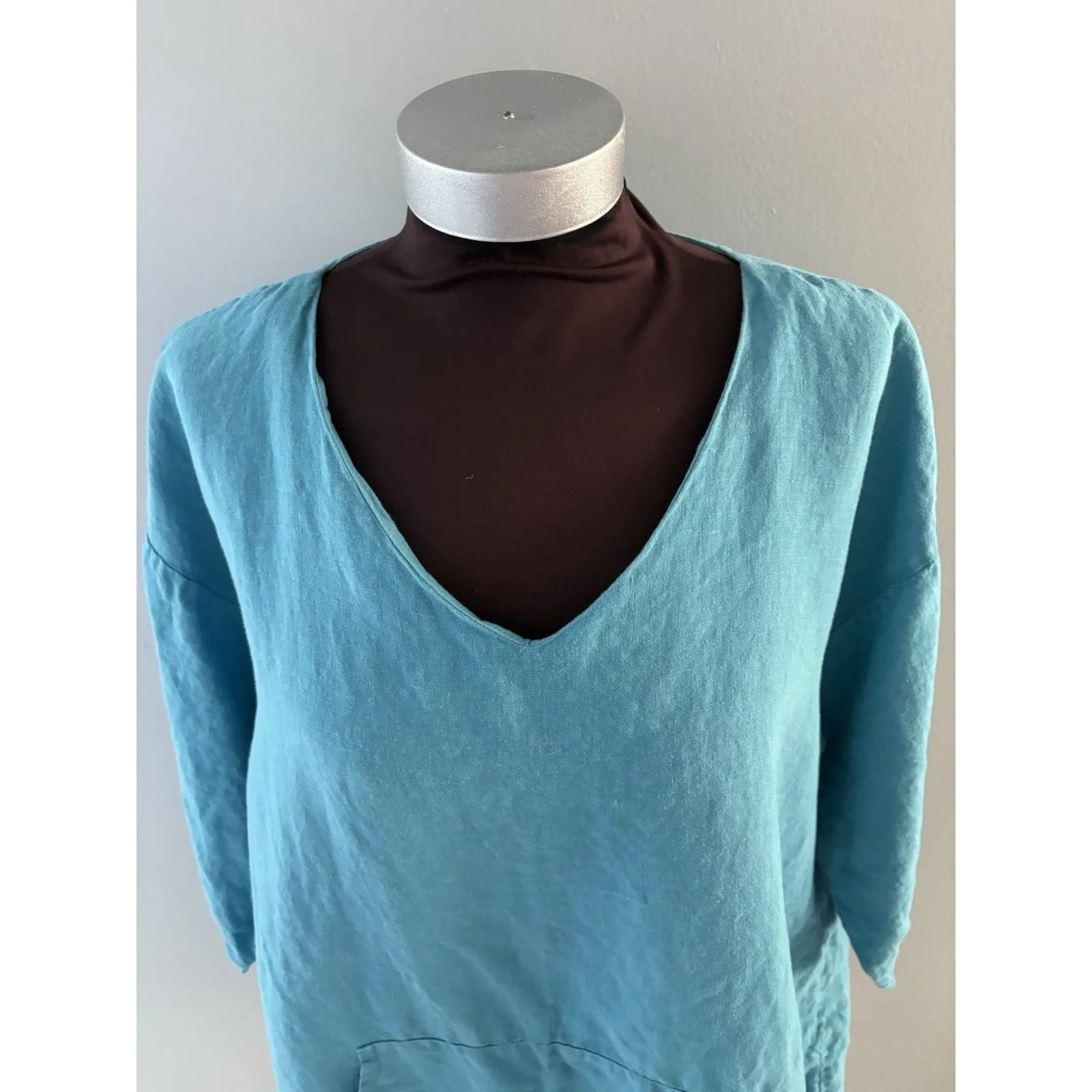 Bryn Walker 100% Linen Tunic Sz Small Blue Lagenlook Oversized Boxy Lightweight - Image 2