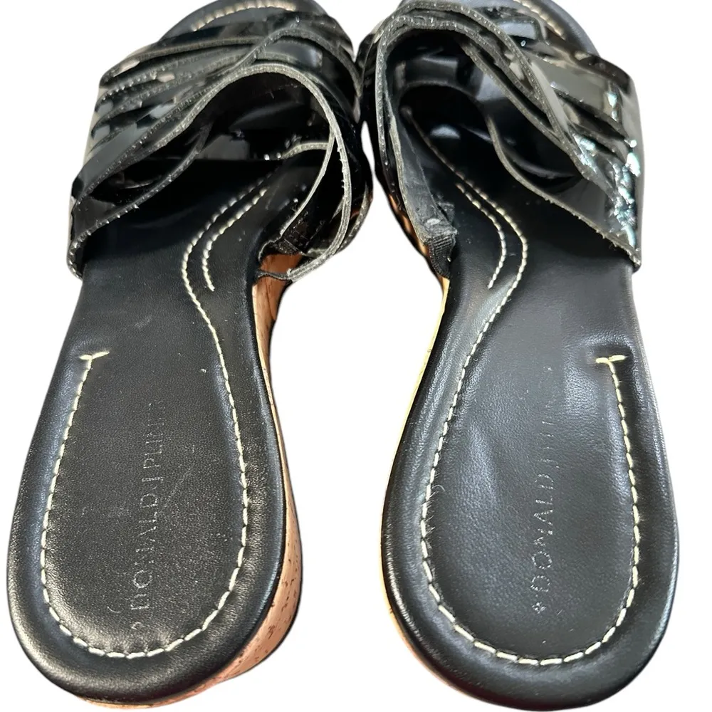 Donald J. Pliner Sheena Black Strappy Wedge Sandal Sz 8.5 - Image 10