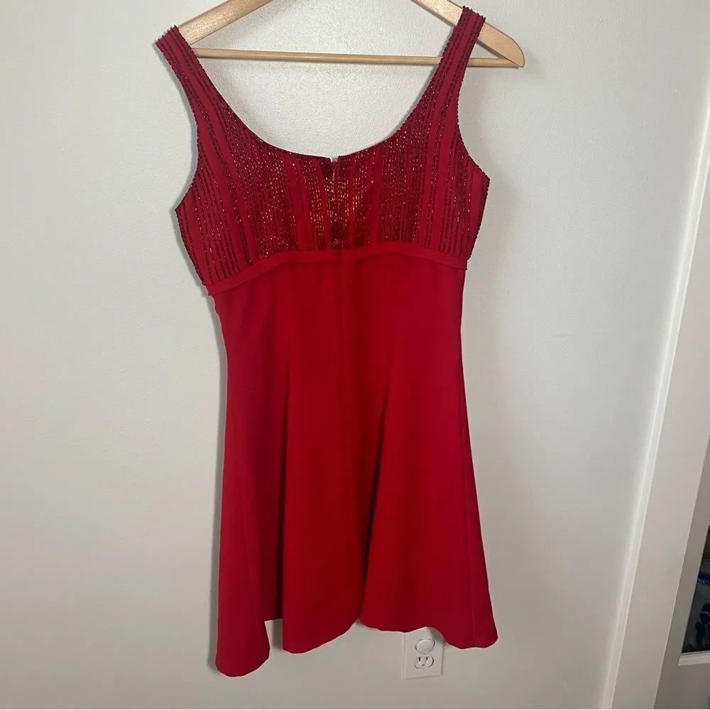 Vintage Tiffany Designs Red Fit and Flare Beaded Sweetheart neckline Mini Dress - Image 7