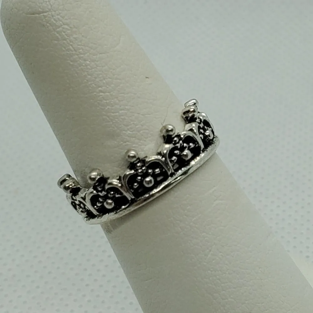 Silver Tone Crown Ring (6) Silver - Image 2