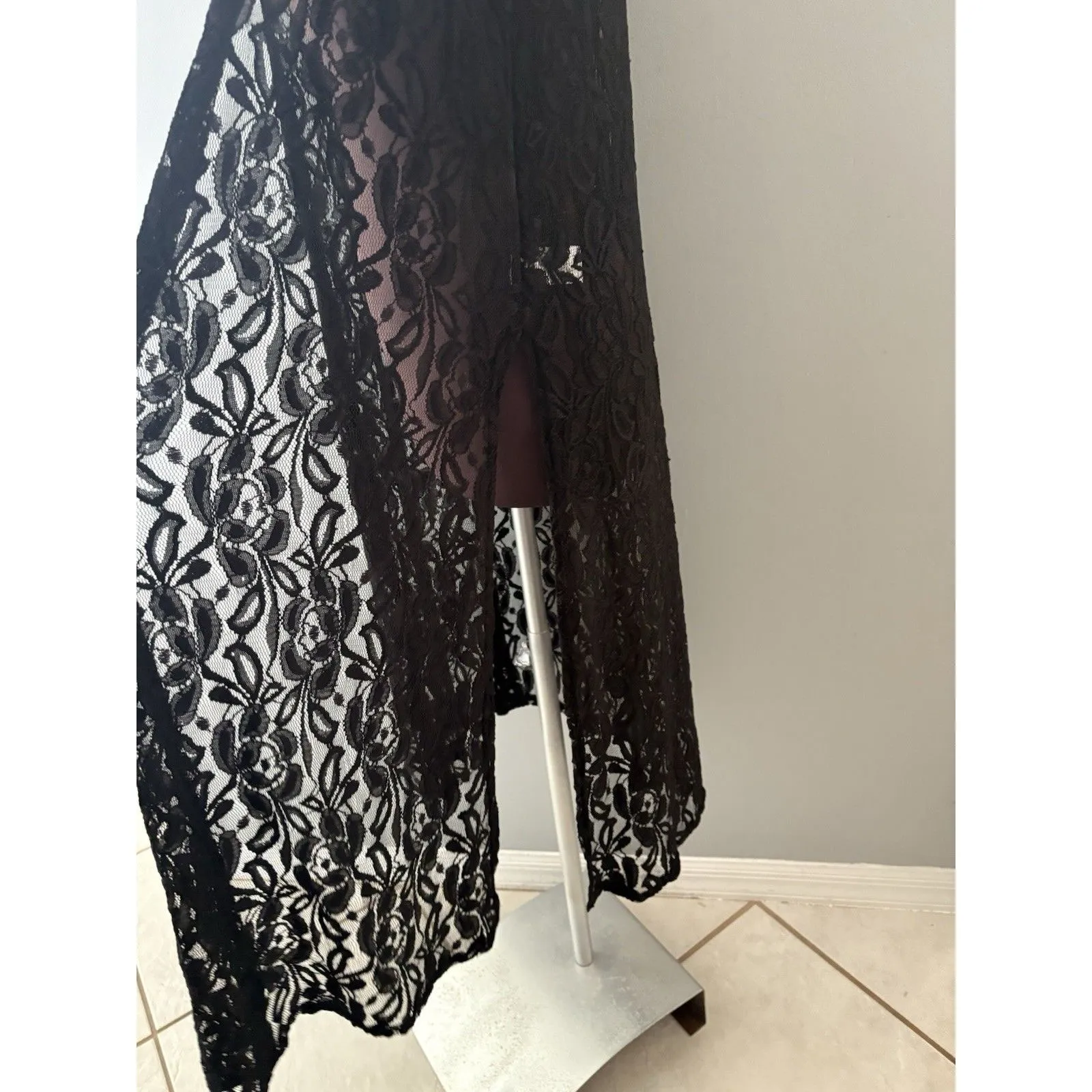 LuLaRoe Lace Open Front Duster Size S Black Cardigan Vest Rave Festival Witchy - Image 5