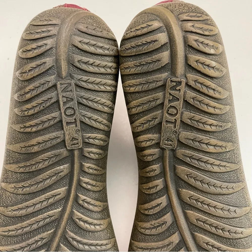 Naot Bootie Boot Sock Koretake Knit Vegan Comfort Stone Brown Melange Burgundy Red Size 10 - Image 14