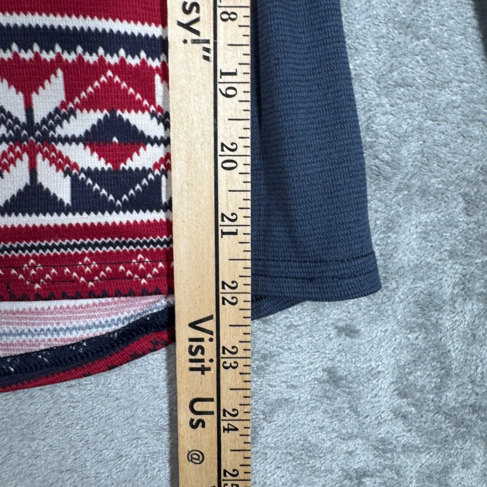 L.L. Bean 1/4 Zip‎ Pullover Top Womens S Fair Isle Red Gray Cottagecore Gorpcore Size XS - Image 11