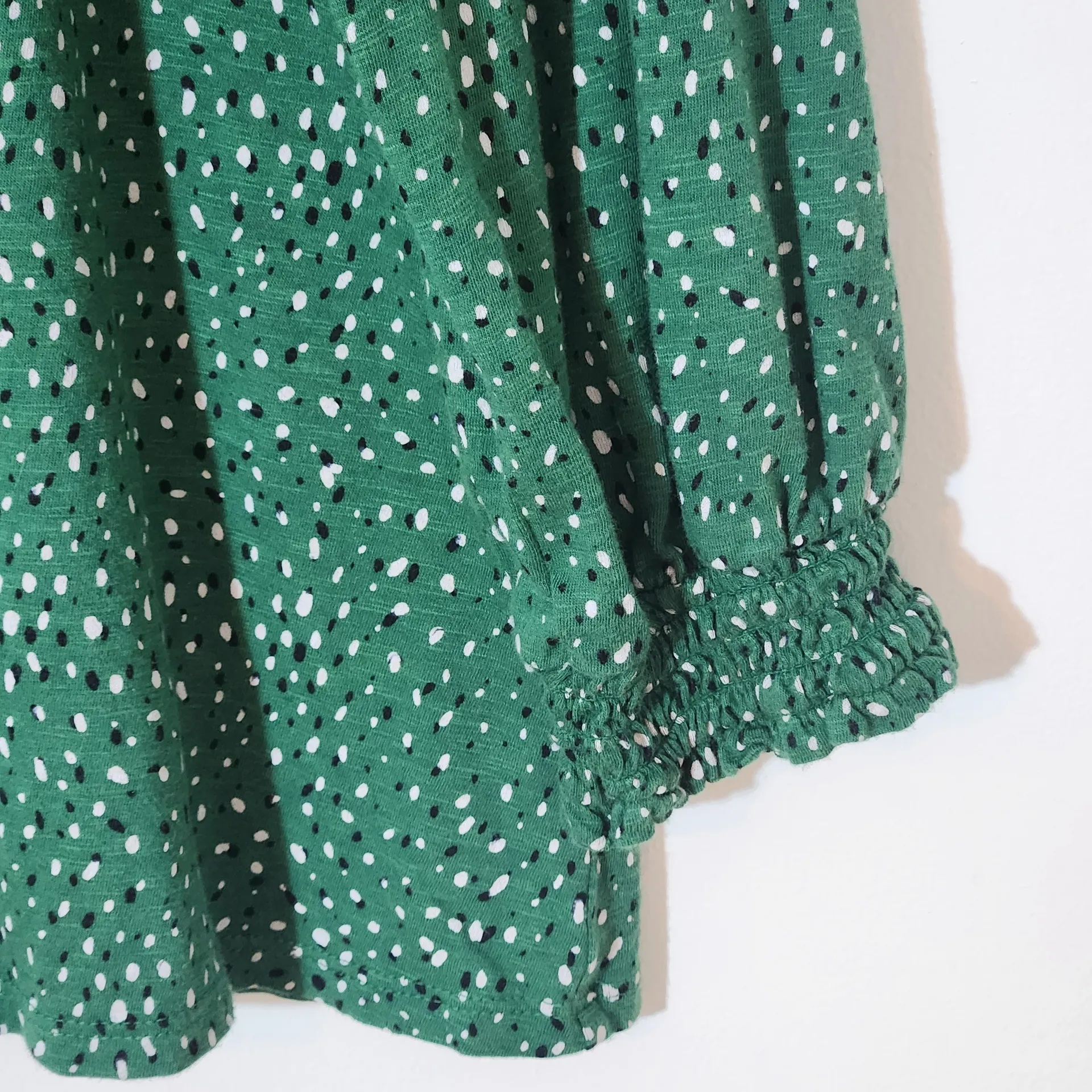 J Jill Green Dot Print Knit Top Size Small - Image 3