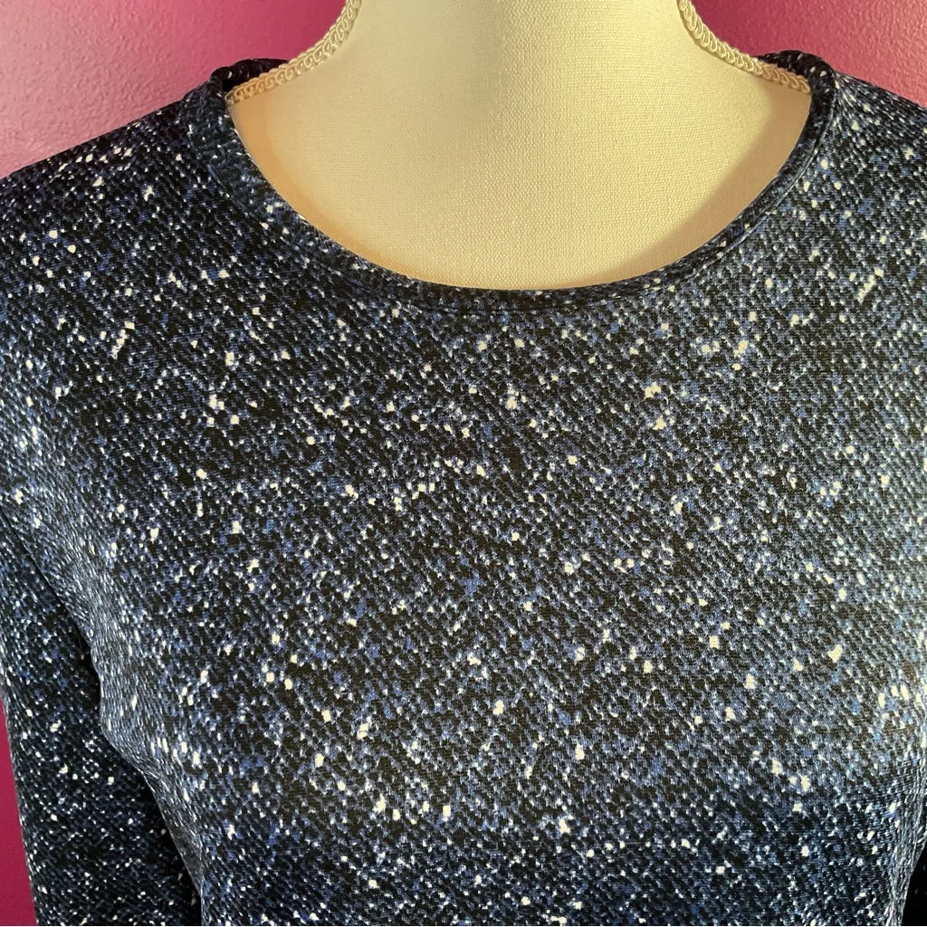 Michael Michael Kors Wm’s Sz 16 Blue Speckled Dress Zippered Pockets Fit & Flare - Image 4