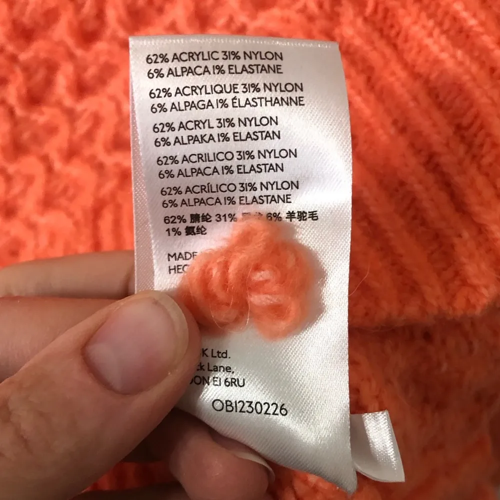 Anthropologie Bia Mock Neck Alpaca Tunic 3D Sweater in Coral Orange - Size Small - Image 6