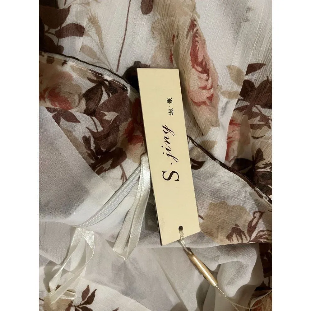 Vtg Womens pink floral A line Skirt S coquette romantic whimsical soft ethereal Size 4 - Image 7