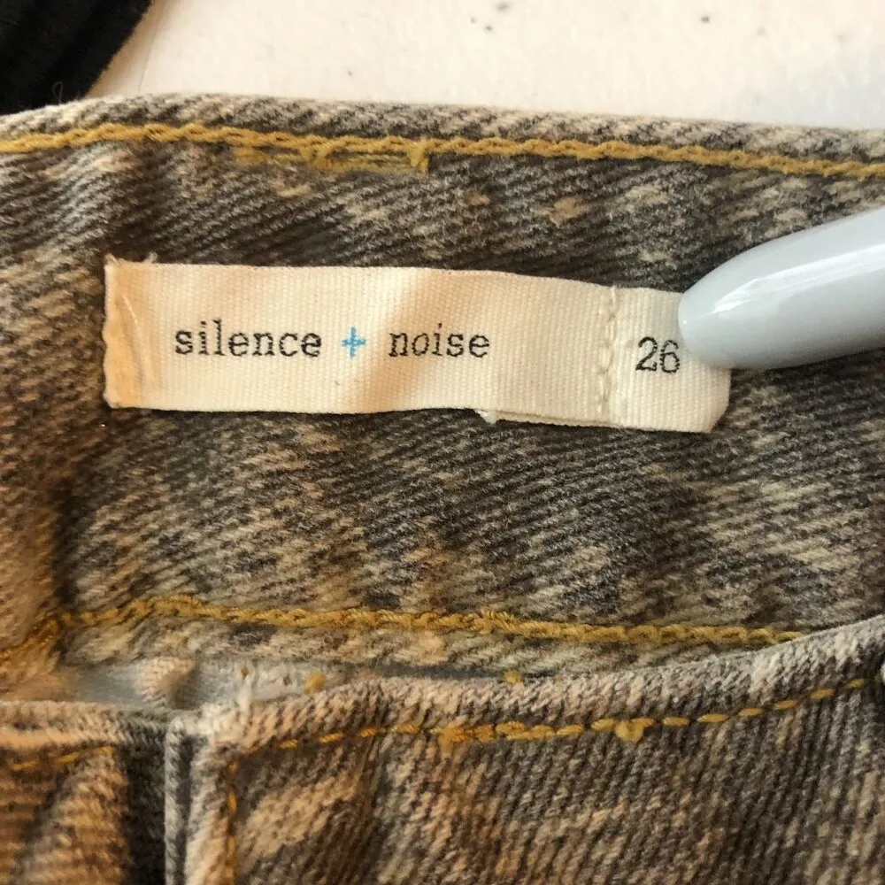 Silence + Noise Womens Snake Print Skinny Twig Jeans Gray Beige Size 26 - Image 3