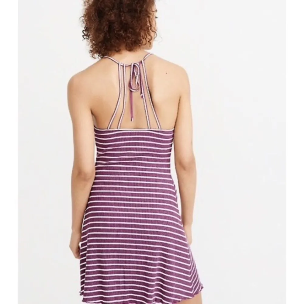 A&F Purple-White Striped Ribbed Summer Dress - Image 2
