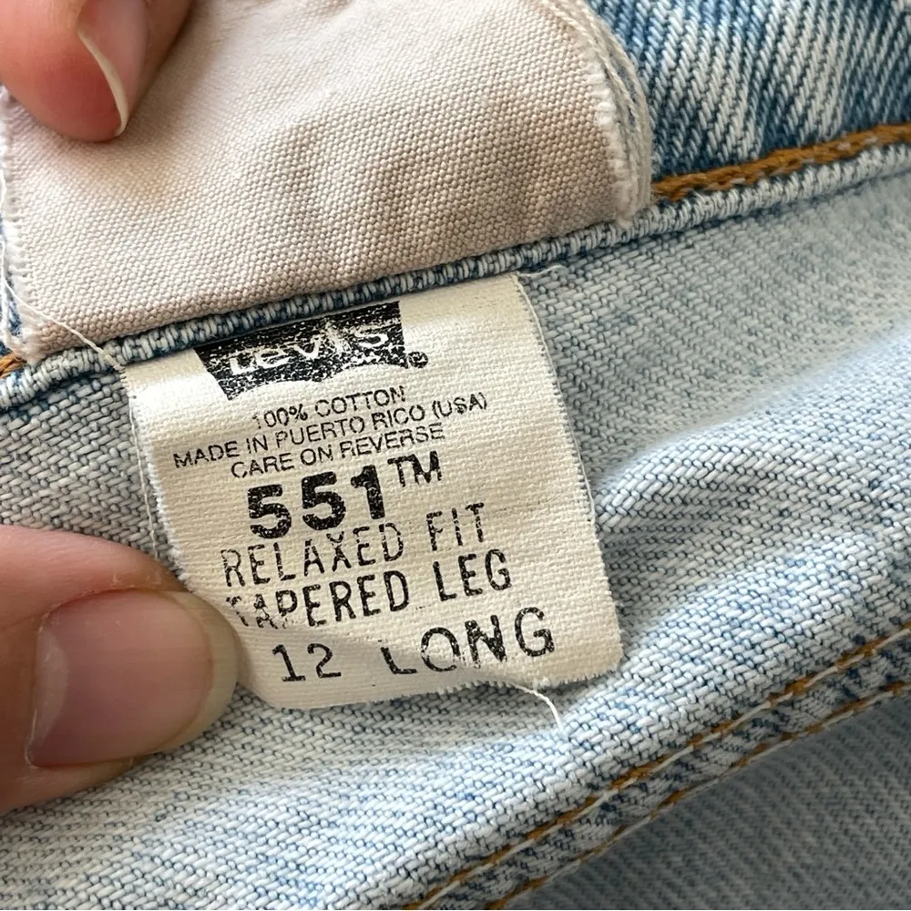 Furst of a Kind Levis High Rise Distressed Rhinestone Shorts Blue (size 12) - Image 4