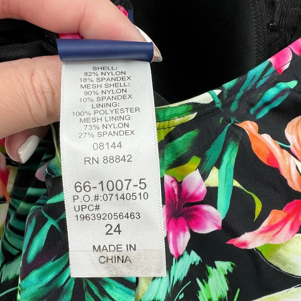 Swimsuits for all plus size black multicolor floral flower print bathing suit 24 - Image 12