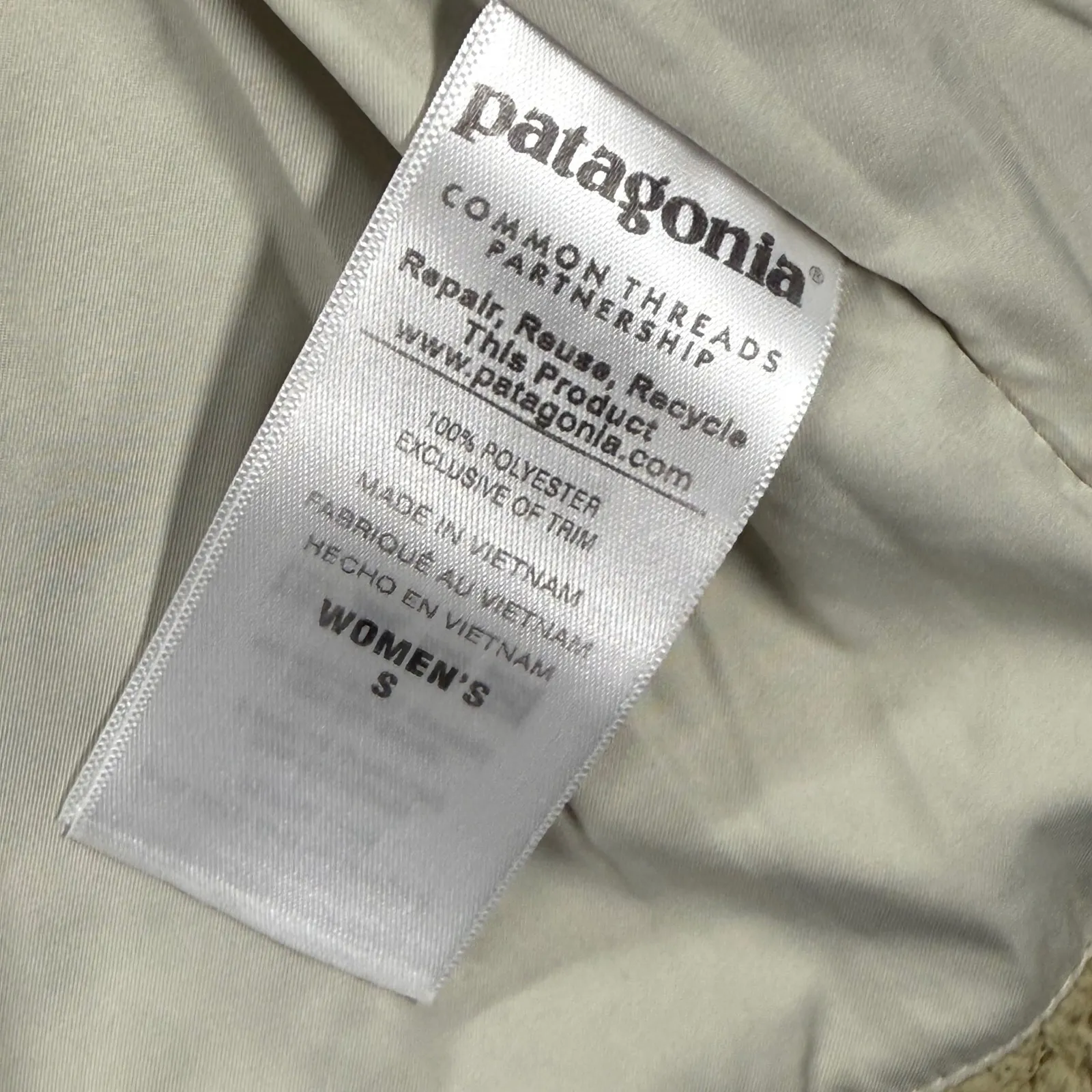 Patagonia Fleece‎ Vest Full Zip Sleeveless Outdoor Hiking Tan Small S - Image 6