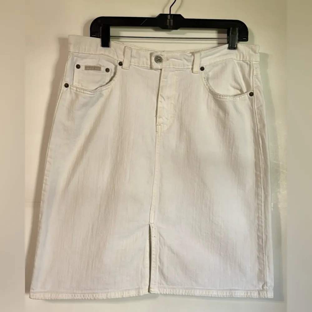 Calvin Klein Jeans Vintage Y2K Faded White Pencil Skirt Knee - Image 4
