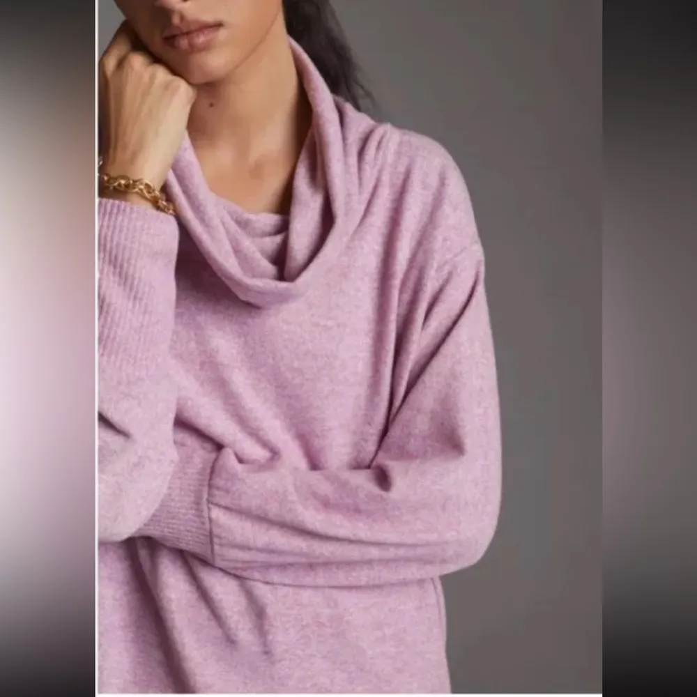 Anthropologie Maeve Tunic Cowl Neck Sweater Medium Relaxed Soft Pink Oversized - Image 4