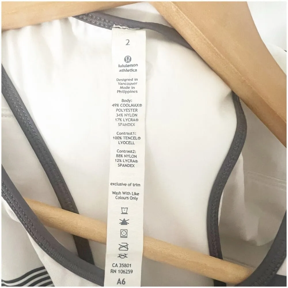 Lululemon Blissed Out Tank Dress Size 2 Striped White Gray Tennis Pickleball - Image 7