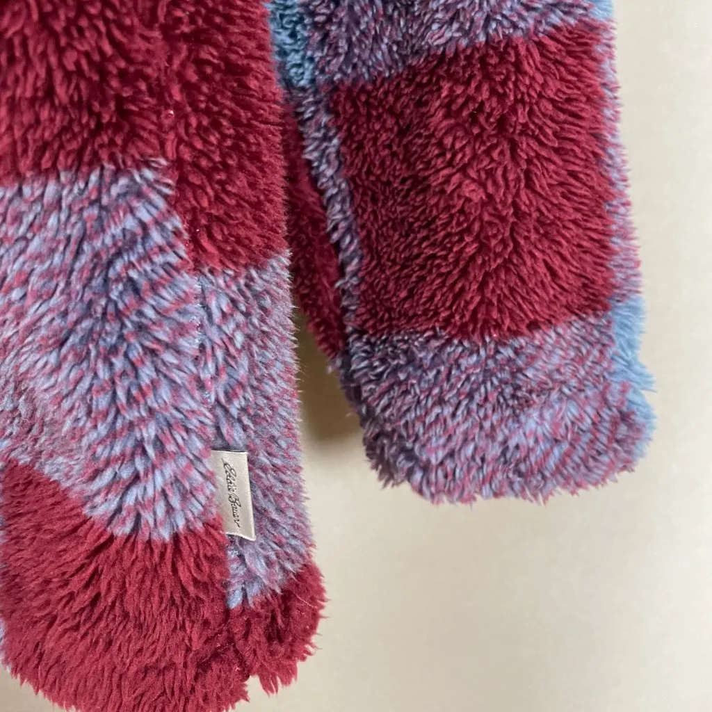 Eddie‎ Bauer Pullover Jacket Plaid Faux Fur Fleece Size Small Sweatshirt Women - Image 13