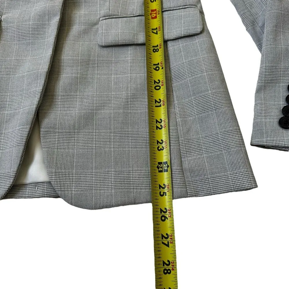 H&M Gray Plaid Lined Collared Blazer w/ Pockets Women Size 4 NWT | 28-11 - Image 7