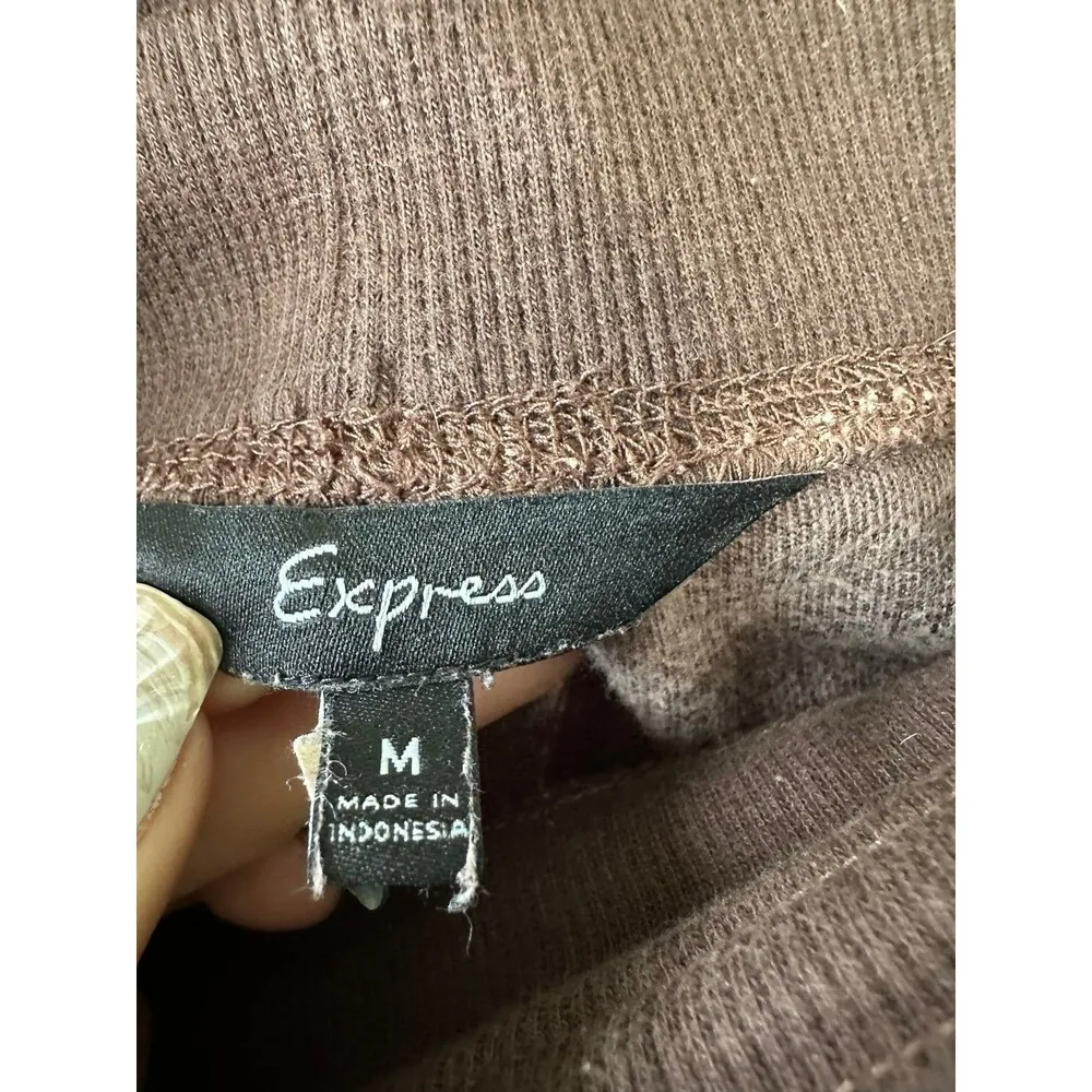 Vintage Y2K Express Women's Low Rise Velour Pull On Drawstring Track Pants M - Image 4