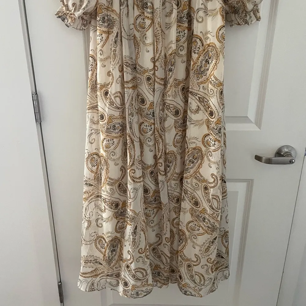 Bittersweet Boutique Stevie Maxi Peasant Paisley Puff Sleeve Dress Mustard Size L - Image 8