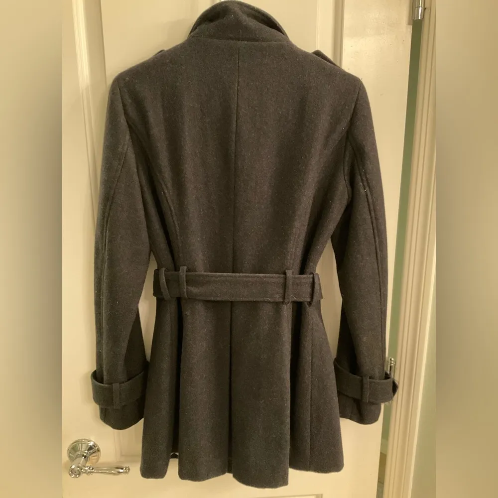 Double Breasted funnel style pea coat dark gray - Image 3