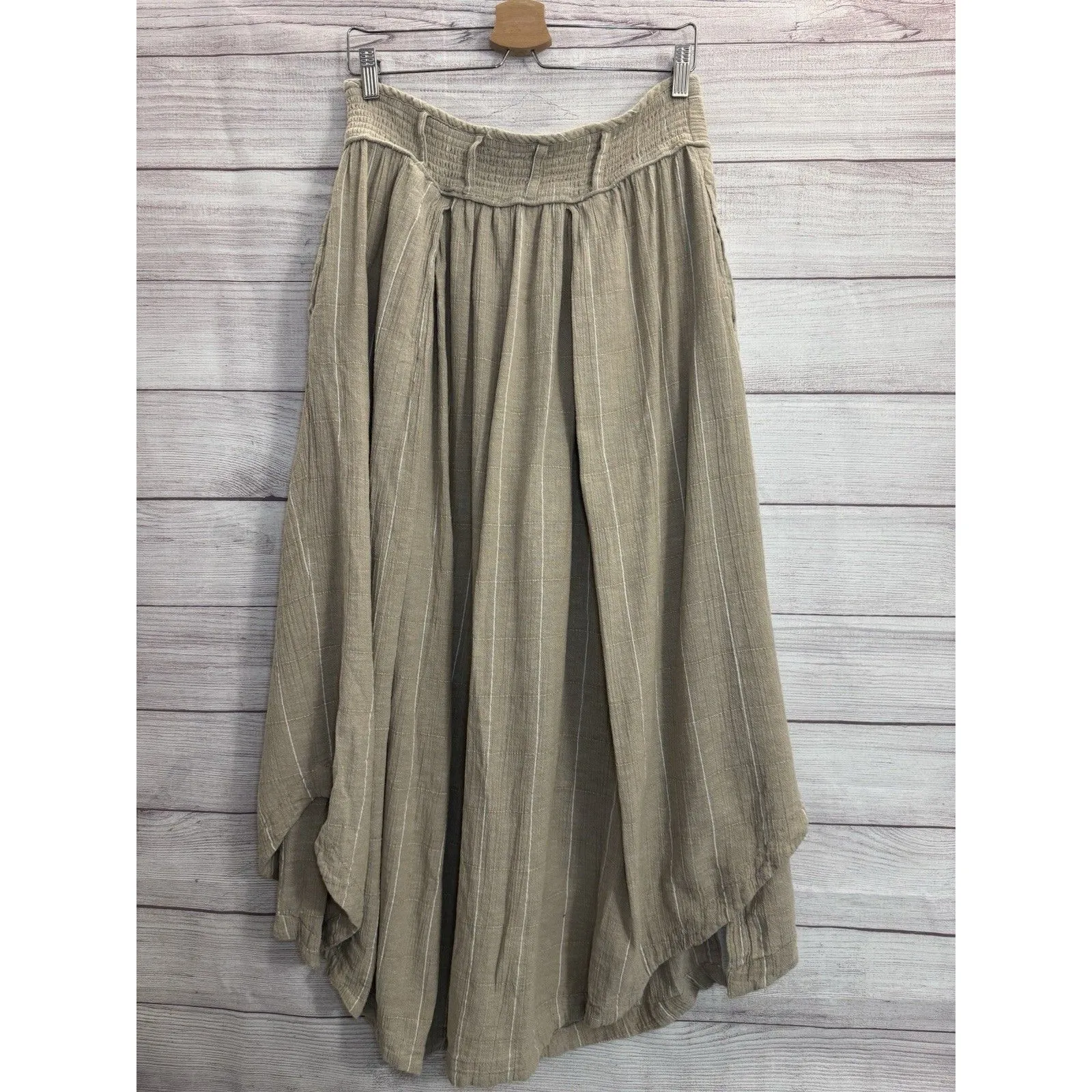 Free People Luna Cover Movement Pants Womens  High Rise Wide Leg Khaki Sz Large - Image 11