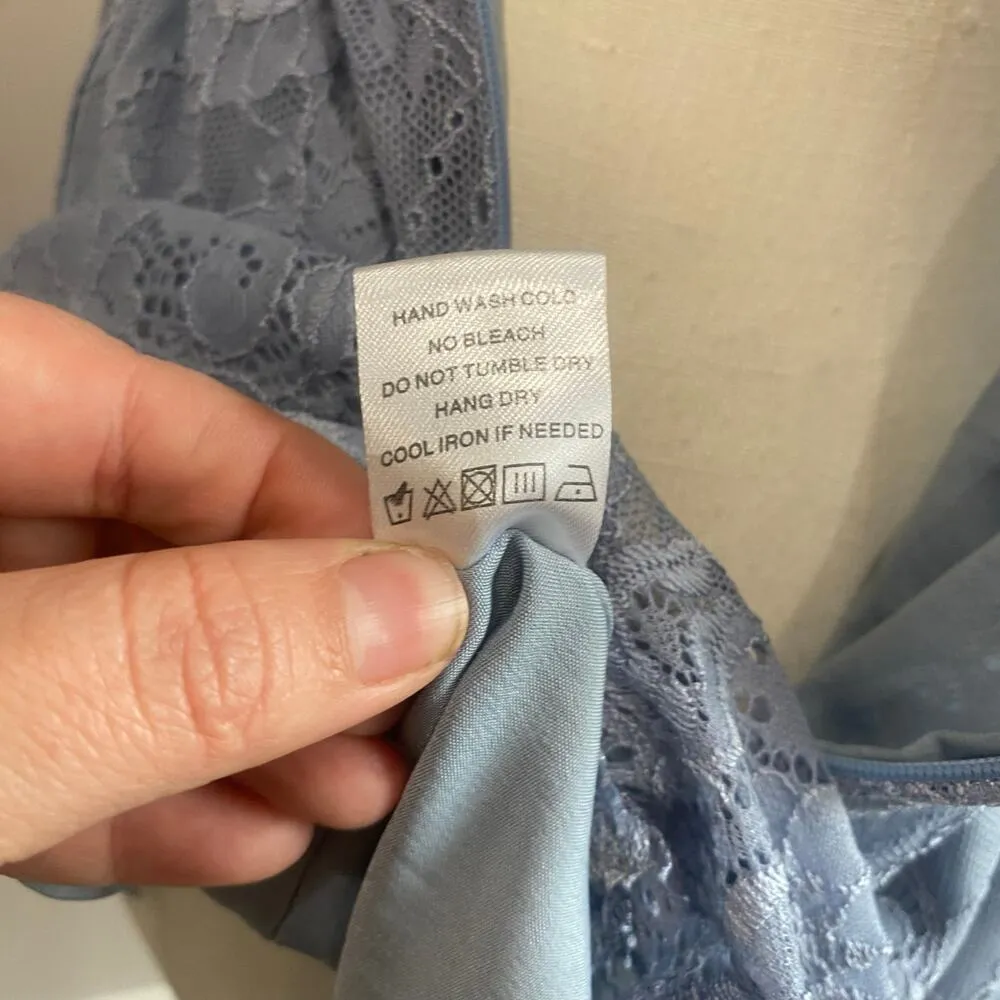 Superdown Mandy Lace Dress In Dusty Blue Size M - Image 15